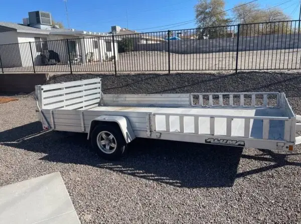 2018 Aluma 8114SR 14'6" Aluminum Utility Trailer – Side & Rear Load Ramps, Removable Sides